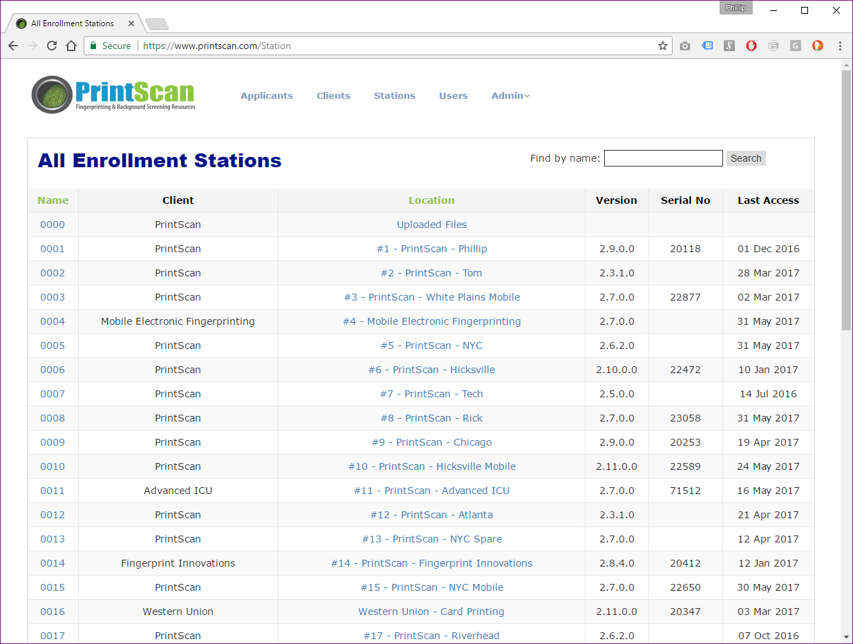 Enrollment Station Management